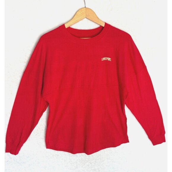 XS‎ Love Pink Victorias Secret Red L/S Oversized stadium top shirt - Picture 2 of 9
